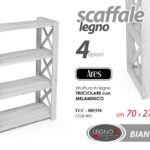 LIBRERIA SCAFFALE SALVASPAZIO 4 RIPIANI LEGNO BIANCO CASA UFFICIO 101*70*27 cm