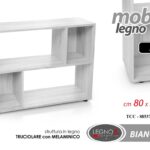 MOBILETTO LIBRERIA SCAFFALE MODERNO RIPIANI MENSOLE ROVERE SBIANCATO 80*24*H63CM