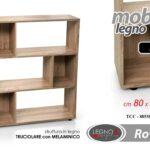 MOBILE LIBRERIA SCAFFALE BASSO MOBILETTO BIANCO ROVERE SLIM SALVASPAZIO 93*80*24