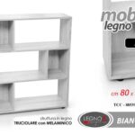 MOBILE LIBRERIA SCAFFALE MODERNO MOBILETTO SALVASPAZIO BIANCO LEGNO 93*80*24 CM