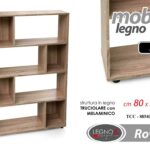 LIBRERIA SCAFFALE SALVASPAZIO MODERNA 4 RIPIANI ROVERE SBIANCATO 123*80*24 cm
