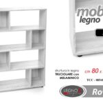 LIBRERIA SCAFFALE SALVASPAZIO BASSA MODERNA 4 RIPIANI ROVERE SBIANCATO 123*80*24