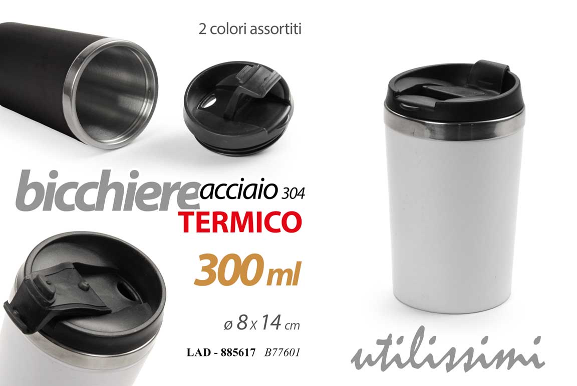 8025569885617 BICCHIERE TERMICO TAZZA THERMOS TE THE CAFFè VIAGGIO UFFICIO ACCIAIO 300 ML - immagine 1