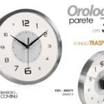 OROLOGIO DA PARETE TONDO MODERNO VINTAGE SILENZIOSO COLOR ARGENTO ABS TRASP 31cm