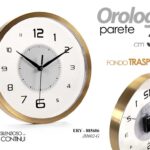 OROLOGIO DA PARETE TONDO MODERNO VINTAGE SILENZIOSO COLOR ORO ABS FON TRASP 31cm