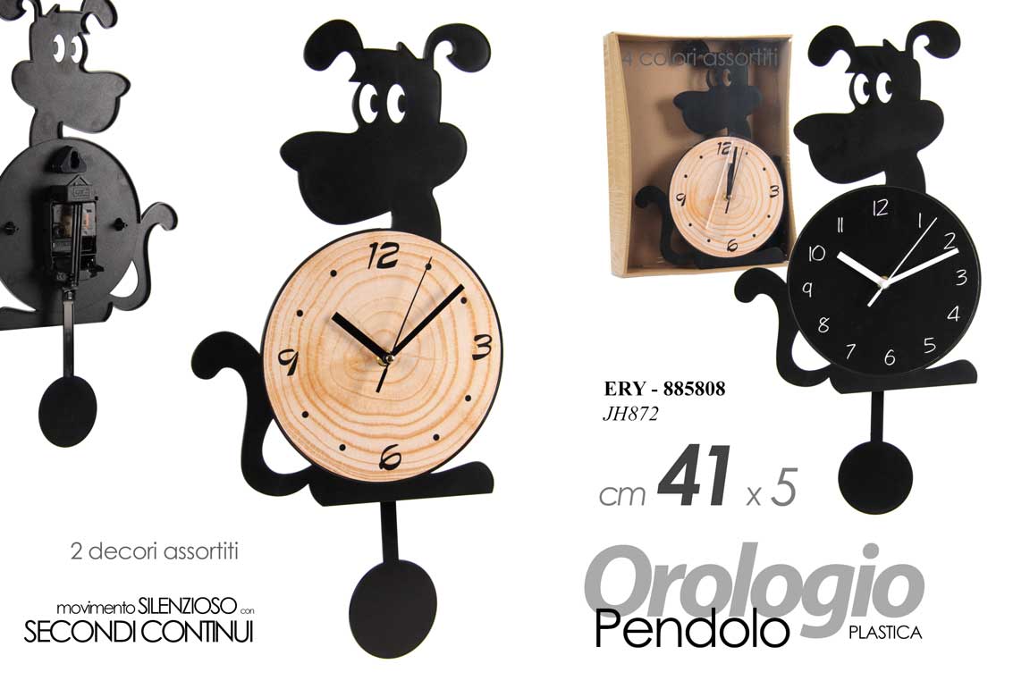 8025569885808 Orologio da Parete a Pendolo CANE SILENZIOSO ABS MODERNO CLASSICO ASSORT 41 CM - immagine 1
