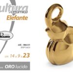 ELEFANTE CERAMICA ORO LUCIDO BOMBONIERA FORTUNA SOPRAMMOBILE MODERNO ARREDO 23cm