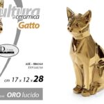 GATTO STILE EGIZIO CERAMICA ORO BOMBONIERA SOPRAMMOBILE FARAONE EGITTO 28 cm