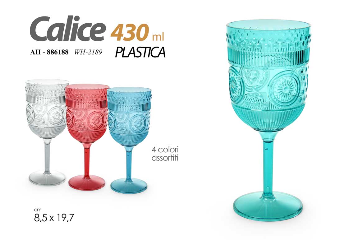 8025569886188 Bicchiere Calice vino bibite cocktail buffet feste party plastica dur deco 12 cm - immagine 1