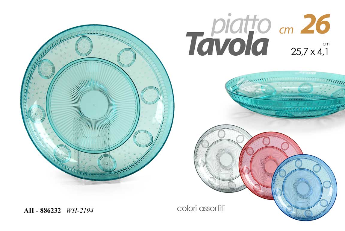 8025569886232 Piatti piani tavola cucina buffet feste plastica rigida trasparente color 26 cm - immagine 1