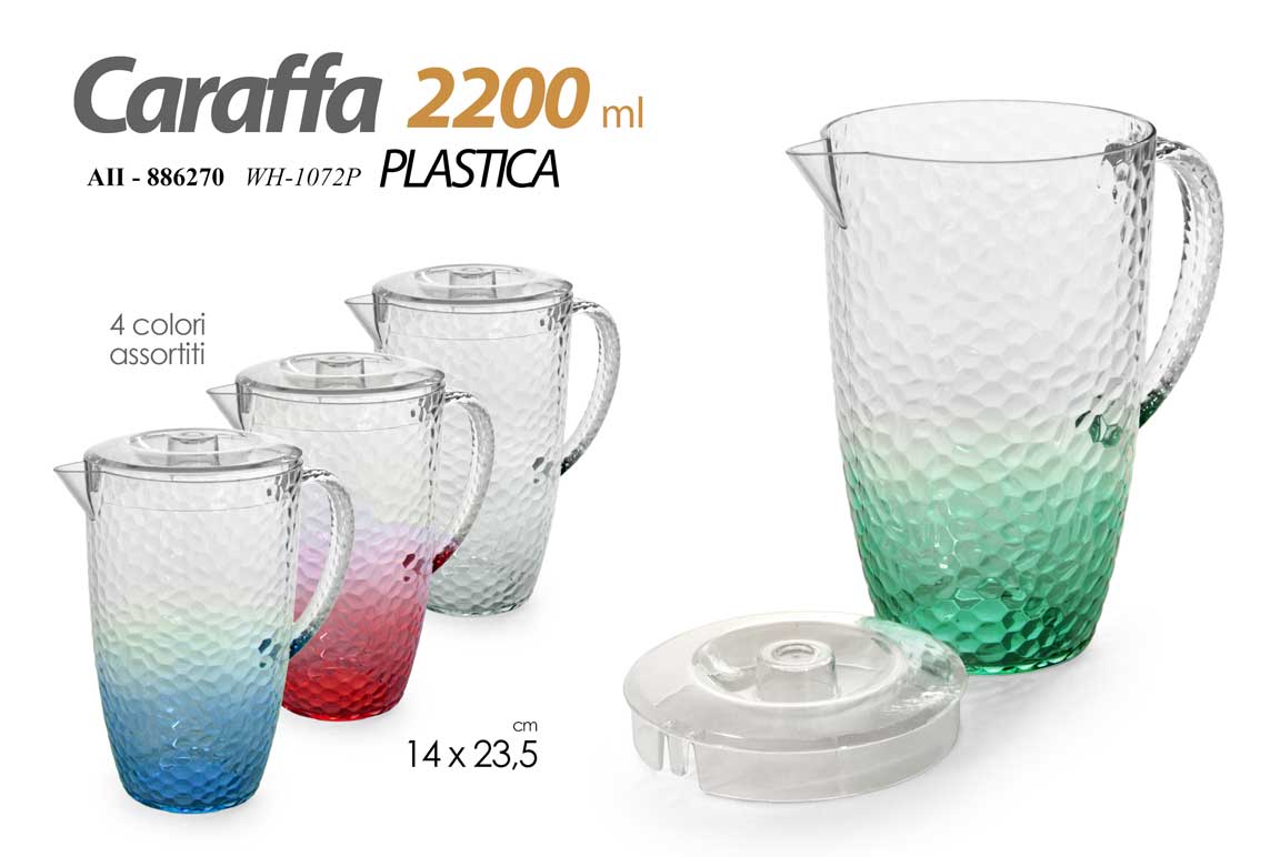 8025569886270 Caraffa brocca acqua bevande frigo buffet feste cucina plastica color ass 23 cm - immagine 1