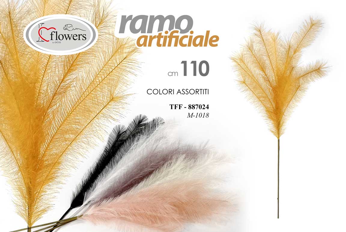 8025569887024 RAMO ARTIFICIALE ERBA PAMPAS FIORE FINTO DECORAZIONE CASA EVENTI COLOR ASS 110cm - immagine 1