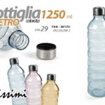 BOTTIGLIA IN VETRO COLORATA CON TAPPO IN ACCIAIO ACQUA BEVANDE 1250 ML 29*10 CM