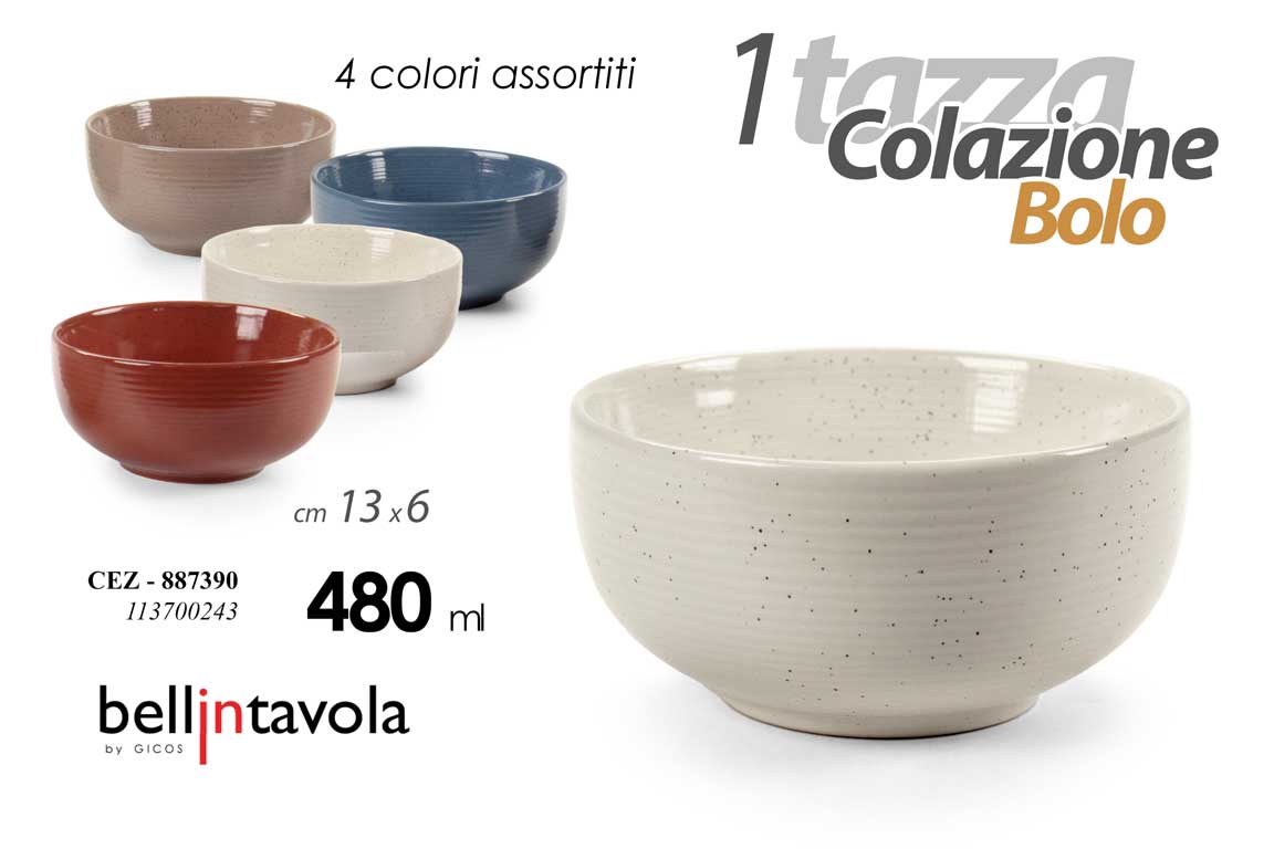 8025569887390 Tazza colazione bolo cereali latte tazzone moderno ceramica nordica assor 480 ml - immagine 1