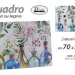 QUADRO STAMPA SU TELA Canvas LEGNO FIORI FOGLIE VASI BOTTIGLIE ASSORT 70*50 cm