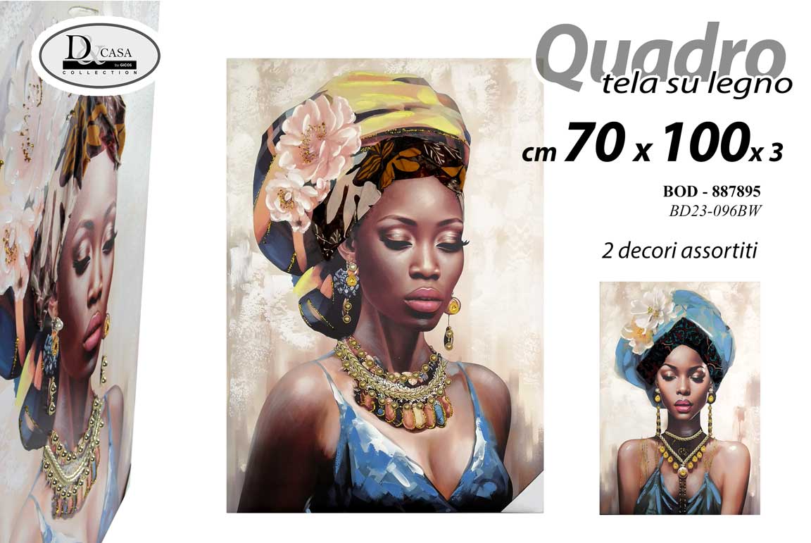 8025569887895 QUADRO STAMPA SU TELA Canvas LEGNO Donna SEXY AFRICA AFRICANA ASSORT 70*100 cm - immagine 1