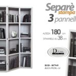 SEPARè PARAVENTO DIVISORIO STAMPA SU TELA TEALIO LEGNO 3 PANNELLI TOT 180*114cm