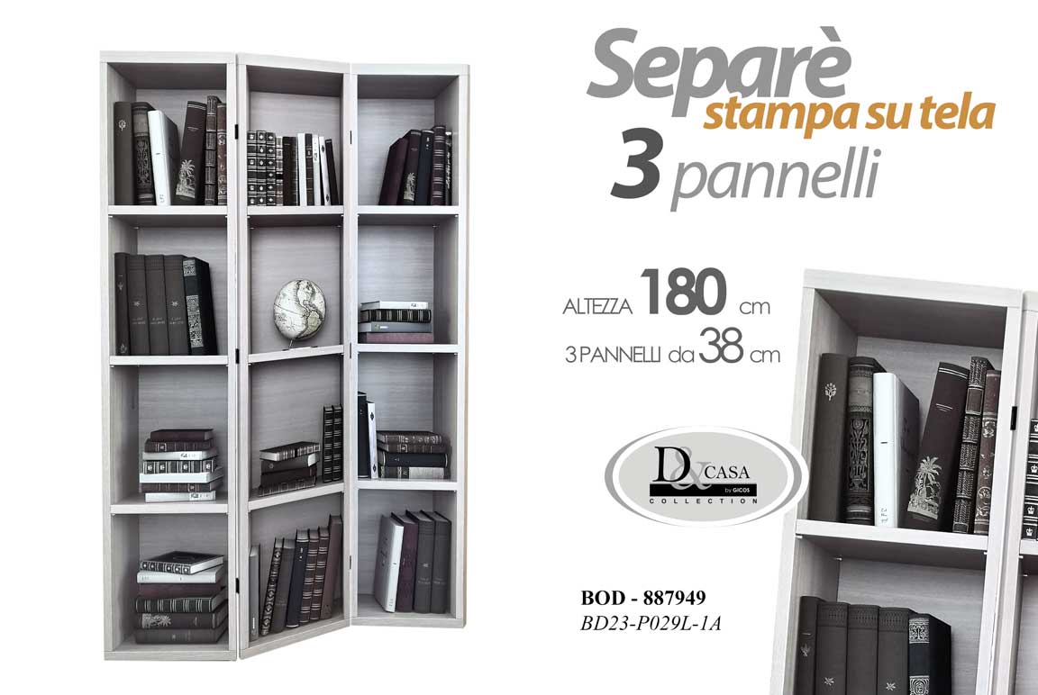 8025569887949 SEPARè PARAVENTO DIVISORIO STAMPA SU TELA TEALIO LEGNO 3 PANNELLI TOT 180*114cm - immagine 1