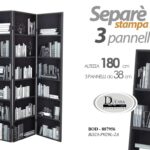 SEPARè PARAVENTO DIVISORIO STAMPA SU TELA TEALIO LEGNO 3 PAN LIBRI DEC 180*114cm