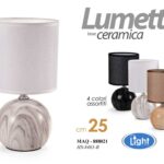 LAMPADA LUMETTO ABAT JOUR DA TAVOLO SCRIVANIA CAMERA CERAMICA COL ASSORT 25*13cm