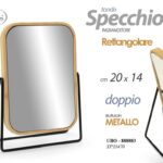 SPECCHIO BEAUTY TRUCCO BAGNO INGRANDITORE 3X LEGNO METALLO RETTANGOLARE 20*14CM