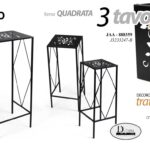 SET 3 COLONNINE QUADRATE TAVOLINO METALLO NERO PORTA PIANTE TRAFORATE 70/60/50cm