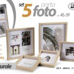 SET 5 CORNICE PORTAFOTO FOTO PARETE TAVOLO MODERNO LEGNO MARRONE NATURALE 59*45