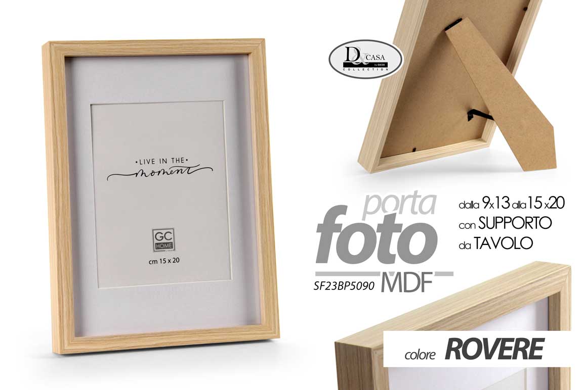 8025569888458 CORNICE PORTAFOTO DA TAVOLO CLASSICO MODERNO FOTO LEGNO MDF MARRONE ROVERE 13*9 - immagine 1