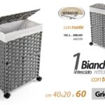 PORTABIANCHERIA PIEGHVOLE RUOTE SALVASPAZIO CESTA VESTITI GRIGIO L56*P35*H65 cm