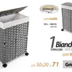 PORTABIANCHERIA RUOTE CESTA VESTITI CESTO TESSUTO INTRC GRIGIO H71*50*20