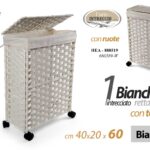 PORTABIANCHERIA CON RUOTE CESTA PIEGHEVOLE VESTITI CESTO INTR BIANCO H60*L40*P20
