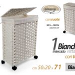 PORTABIANCHERIA CON RUOTE CESTA PIEGHEVOLE VESTITI CESTO INTR BIANCO H71*L50*P20