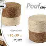 POUF Sgabello Poggiapiedi CILINDRO SEDIA CORDA CLASSICO MODERNO BEIGE ASS 30*30