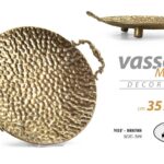 VASSOIO TONDO METALLO ANTICATO COLOR BRONZO ORO MANICI CLASSICO VINTAGE 35*30CM