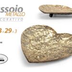 VASSOIO CUORE LOVE METALLO ANTICATO COLOR BRONZO ORO CLASSICO VINTAGE 33*29*3CM