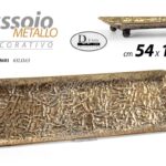 VASSOIO RETTANGOLARE METALLO ANTICATO COL BRONZO ORO CLASSICO VINTAGE 54*19 CM