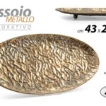 VASSOIO OVALE METALLO ANTICATO COLOR BRONZO ORO CLASSICO VINTAGE 43*24 CM