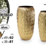 SET 2 VASI VASO FIORI METALLO COLOR ORO ARREDO CLASSICO MODERNO 92 - 81 CM