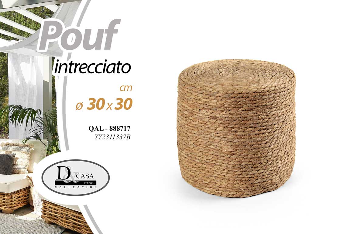8025569888717 POUF Sgabello Poggiapiedi CILINDRO SEDIA CORDA CLASSICO MODERNO 30*30CM - immagine 1