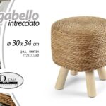 POUF Sgabello Poggiapiedi PIEDI LEGNO CORDA CLASSICO MODERNO DESIGN 30*30cm