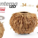 LANTERNA LAMPADA LUMETTO LED DA TAVOLO LEGNO Naturale CORDA BATTERIE 3*AAA 34*32