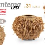 LANTERNA LAMPADA LUMETTO LED DA TAVOLO LEGNO Naturale CORDA BATTERIE 3*AAA 31*28
