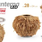 LANTERNA LAMPADA LUMETTO LED DA TAVOLO LEGNO Naturale CORDA BATTERIE 3*AAA 28*24