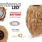 LANTERNA LAMPADA LUMETTO LED DA TAVOLO LEGNO CORDA BATTERIE 3*AAA Naturale 42CM