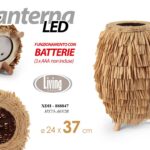 LANTERNA LAMPADA LUMETTO LED DA TAVOLO LEGNO CORDA BATTERIE 3*AAA Naturale 37 CM