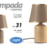 LAMPADA LUMETTO ABAT JOUR DA TAVOLO SCRIVANIA CAMERA CERAMICA BRONZO ORO AS 31cm