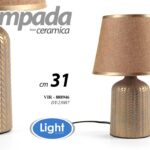 LAMPADA LUMETTO ABAT JOUR DA TAVOLO SCRIVANIA CAMERA CERAMICA BRONZO ORO 31 cm