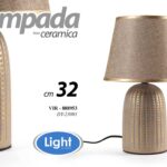 LAMPADA LUMETTO ABAT JOUR DA TAVOLO SCRIVANIA CAMERA CERAMICA BRONZO ORO 32 cm