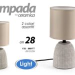 LAMPADA LUMETTO ABAT JOUR DA TAVOLO CAMERA SCRIVANIA CERAMICA BEIGE TORTORA 28cm