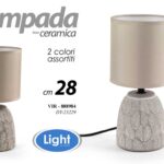 LAMPADA LUMETTO ABAT JOUR TAVOLO CAMERA SCRIVANIA CERAMICA BEIGE TORTORA 28cm